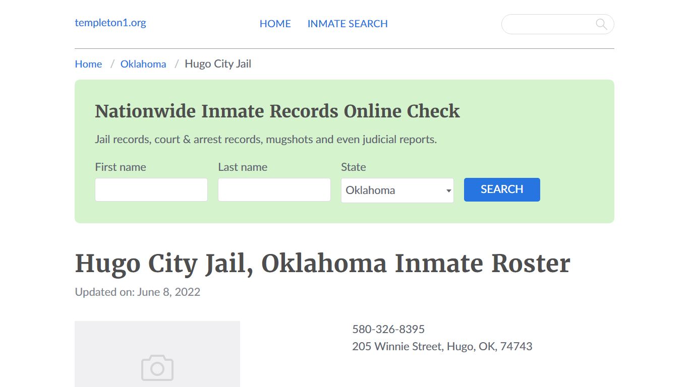 Hugo City Jail, Oklahoma Inmate Roster - Templeton